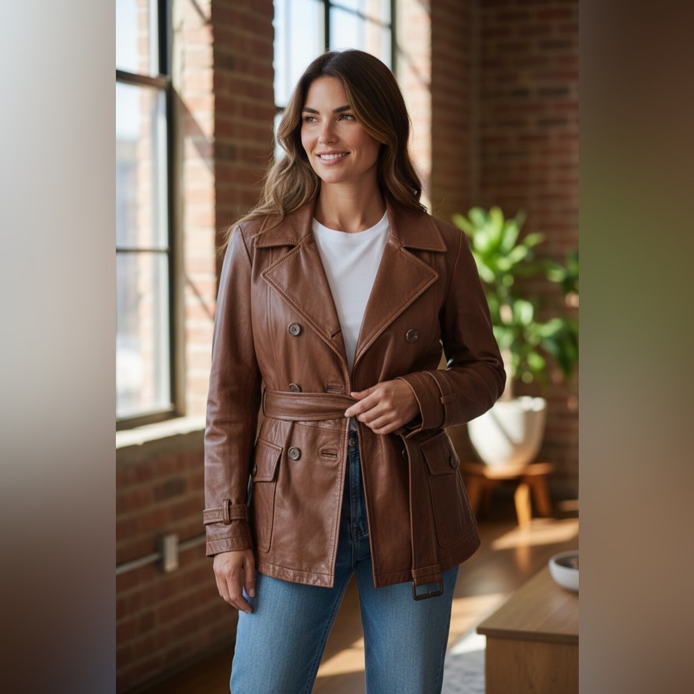 NWT Luxury Minimalist Premium Banana Republic Leather Double Breasted Jacket